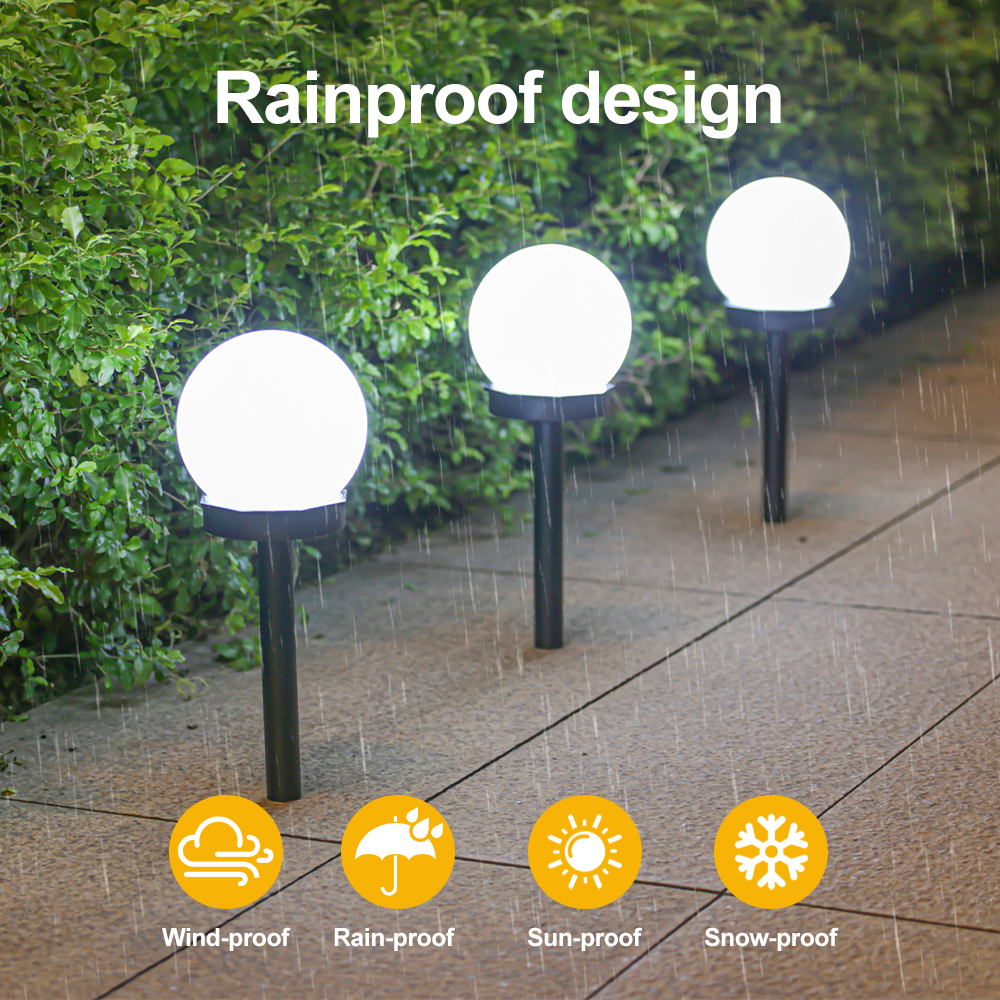 Outdoor Solar LED Garden Round Ball Bulb Light, Waterproof Lawn Landscape Lamp, Ground Plug Decorative Villa Lantern