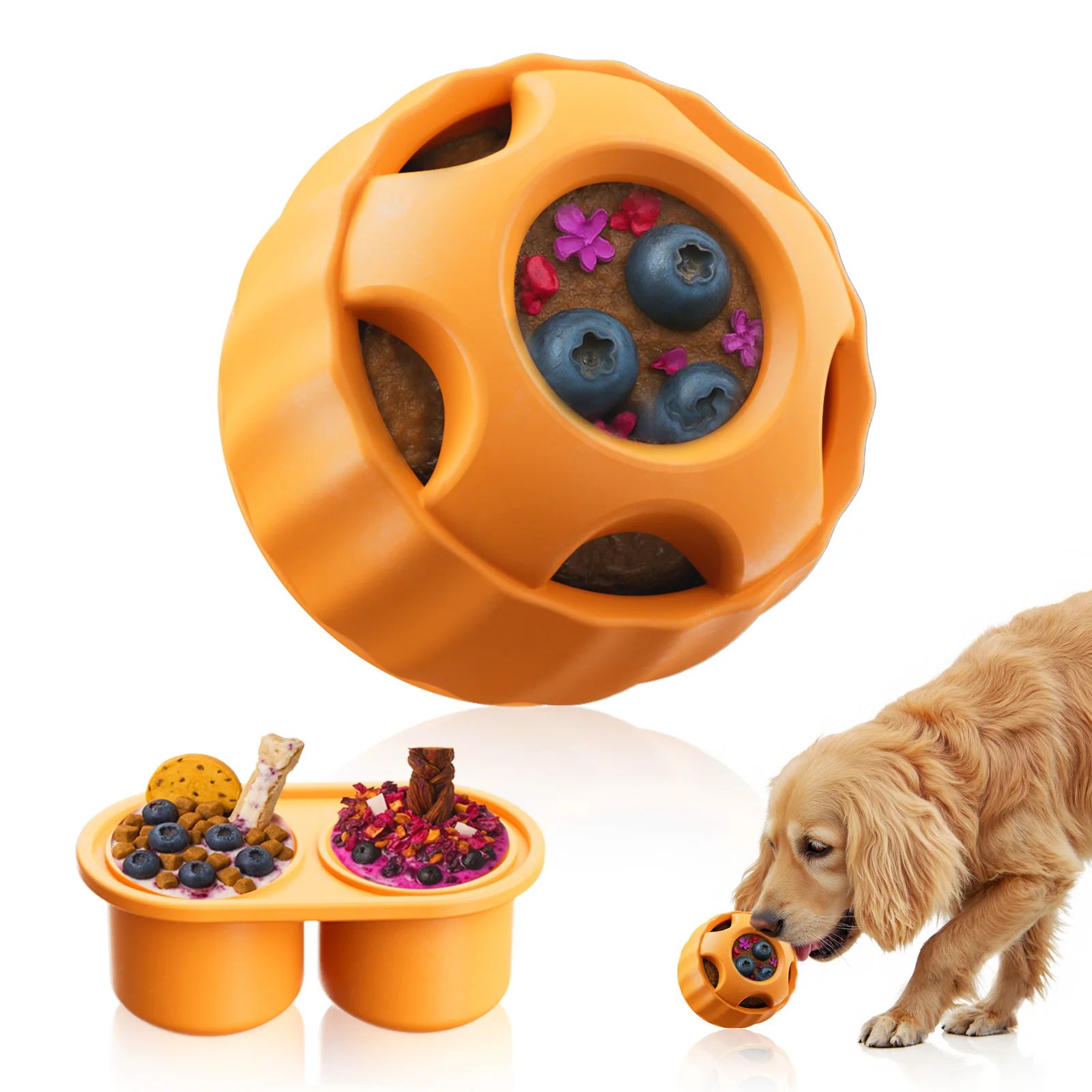 Interactive Dog Treat Mold Toy – Silicone Enrichment Toy for Boredom Relief, Healthy Frozen Treats for Dogs & Puppies