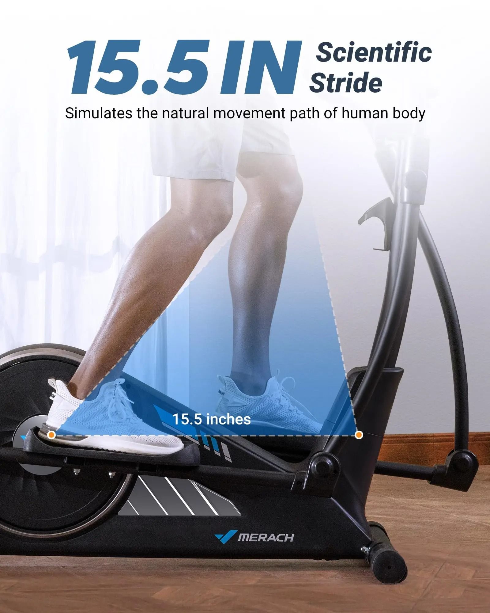Quiet Magnetic Elliptical Trainer with Adjustable Resistance and App Support