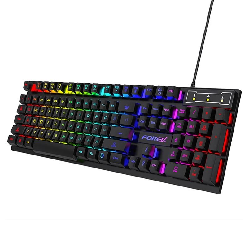 RGB USB Wired 104 Key Mechanical Feel Gaming Keyboard