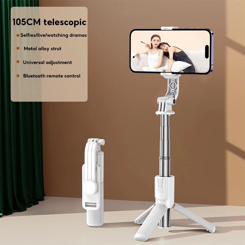 MoZhao Anti-Shake Bluetooth Selfie Stick Tripod with Remote & Adjustable Overhead Phone Mount