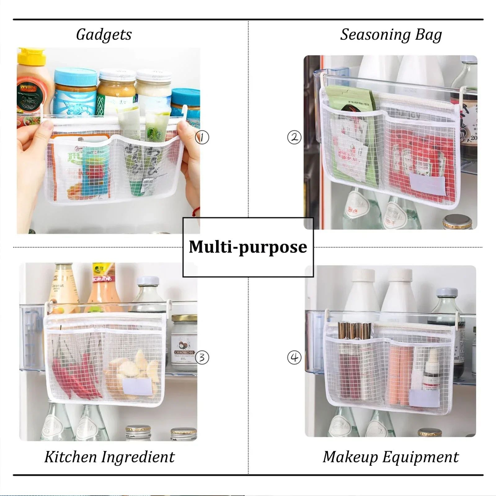 Refrigerator Side Door Mesh Organizer Bin
