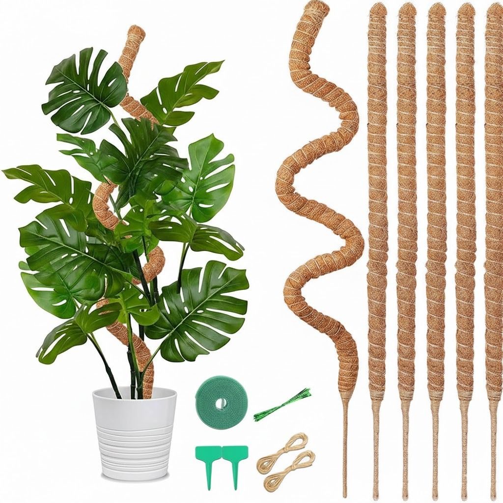 Bendable Moss Pole Plant Support Stakes for Monstera, Indoor Climbing Plants, Support Poles for Strong Growth