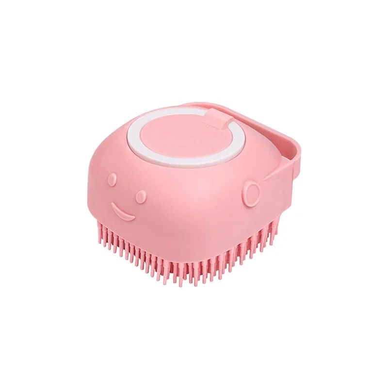 Silicone Dog Bathing Brush with Shampoo Dispenser – Soft Pet Massage Grooming Tool
