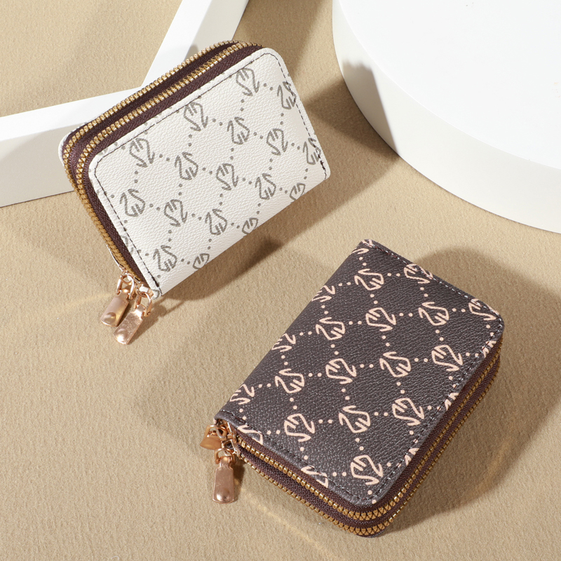 Fashionable Faux Leather Card Holder Wallet for Women, Vintage Zipper Design with Coin Purse, Secure Slots