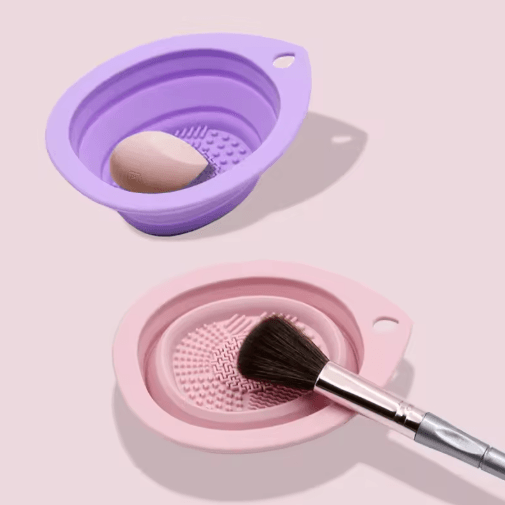Silicone Makeup Brush Cleaner Bowl – Foldable Brush Washing & Scrubbing Tool