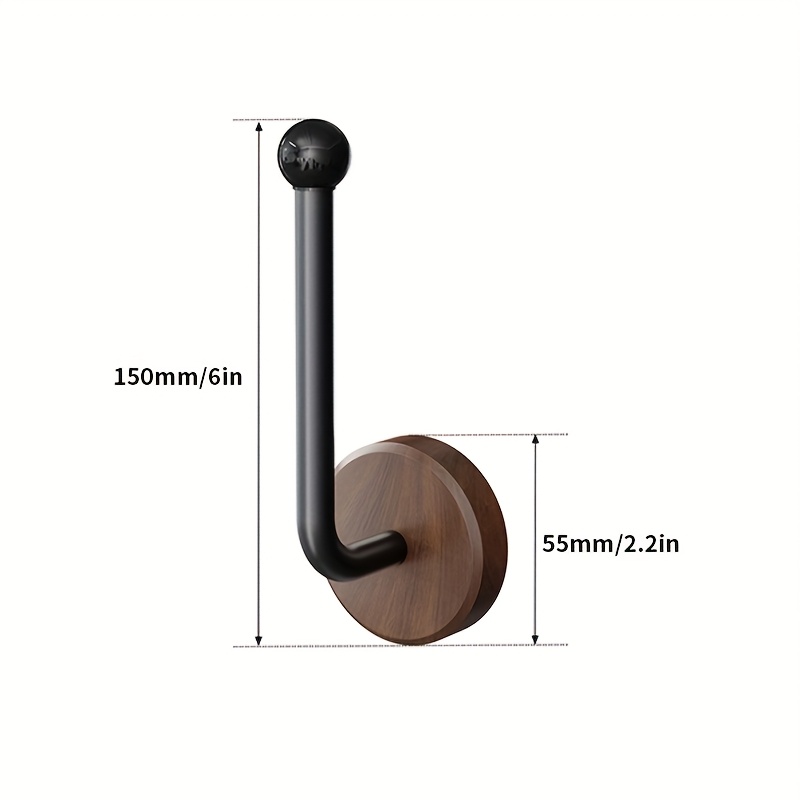 Pack Modern Adhesive Curtain Holdbacks with Walnut Wood Base – No Drill, Heavy Duty Wall Mount