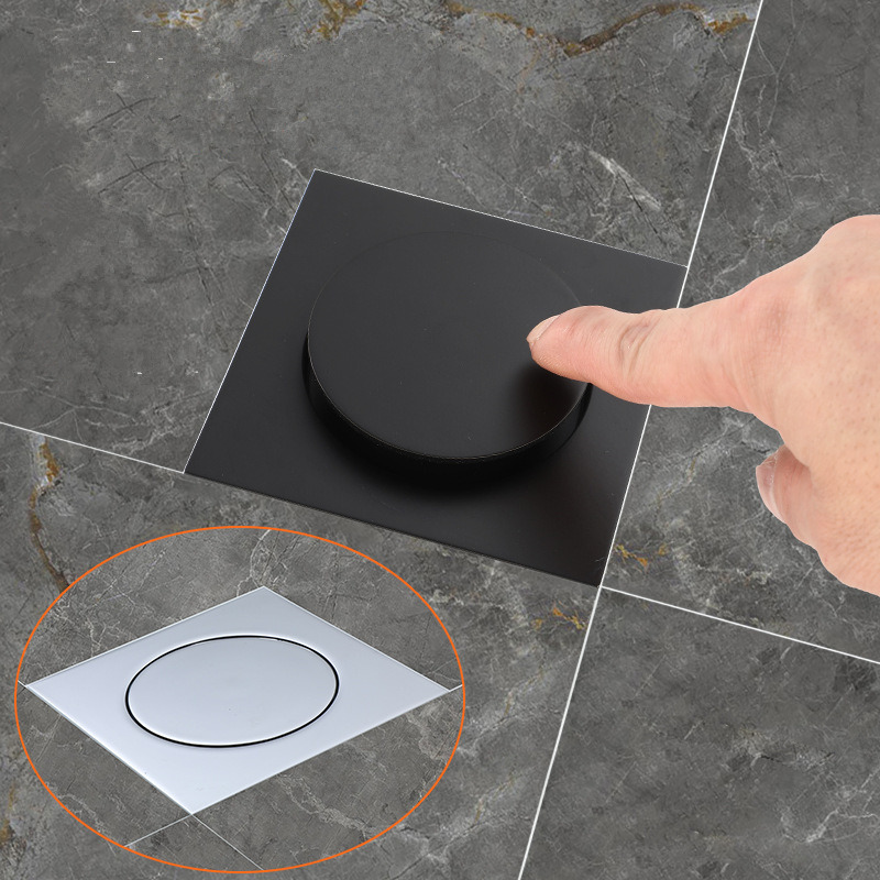 Premium Brass Square Shower Floor Drain Deodorant Floor Drain Cover Anti Clog Shower Drain