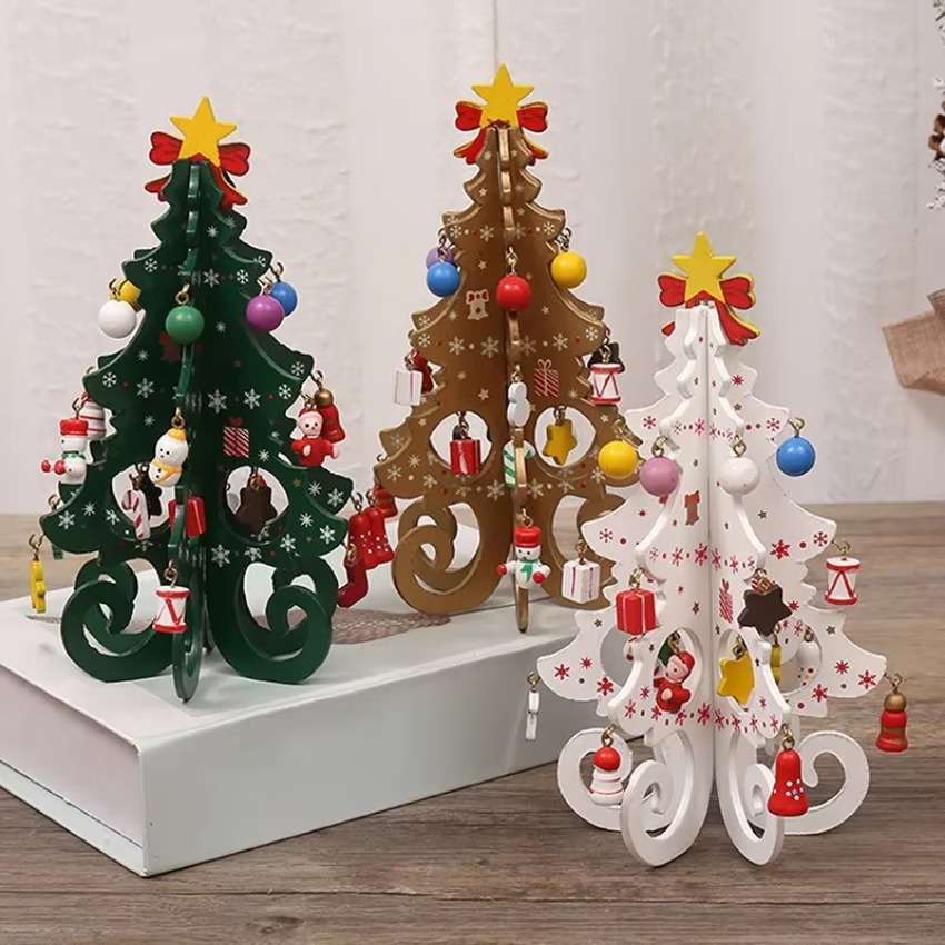 Wooden Christmas Tree Ornament, Creative Decorations for Home Desktop, New Year Kids Gifts, Party Decor Crafts