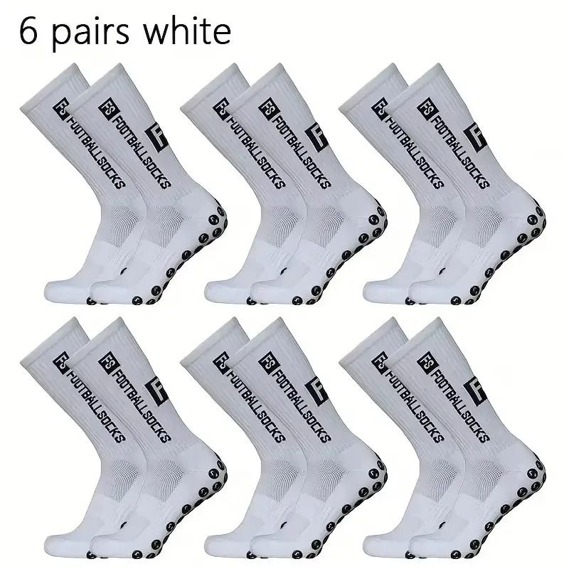 6 Pairs Professional Soccer Grip Socks Non Slip Silicone Bottom Breathable Football Sports Socks