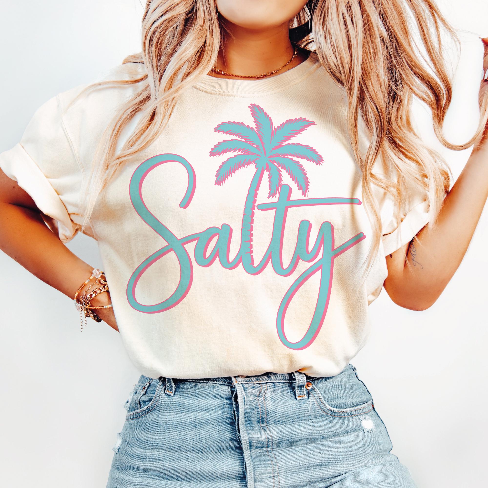 Salty Sweatshirt Coastal Beach Graphic Pullover Summer Vibes Crewneck Gift