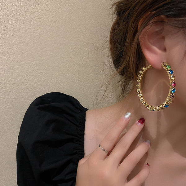 Beaded Rainbow Hoop Earrings