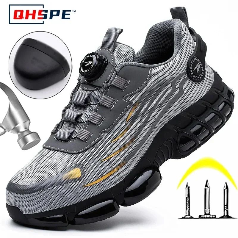 Mens Heavy-Duty Safety Work Shoes – Safety Work Shoes with Anti-Smash Steel Toe & Anti-Puncture Work Boots Protection
