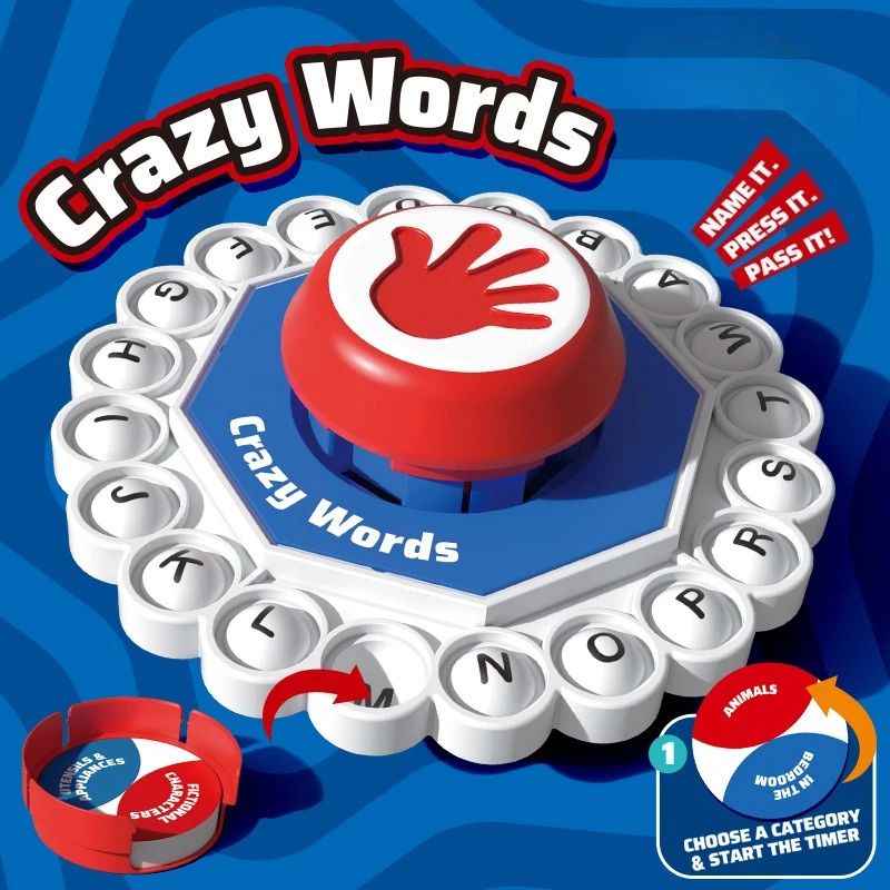 Crazy Words Quick-Think Letter Pressing Word Game – Fast-Paced Family Board Game for Kids & Adults