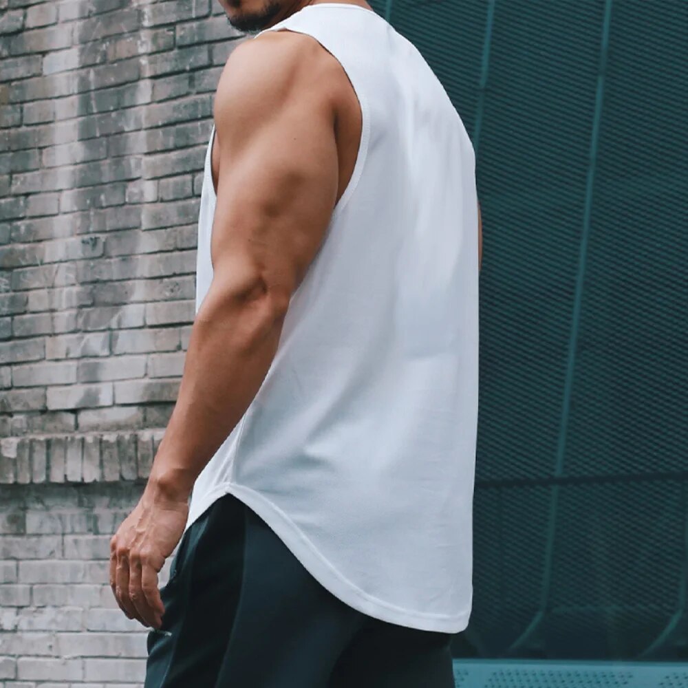Summer Marathon Quick Dry Running Tank Top, Mens Sleeveless Loose Fit Basketball Training Vest