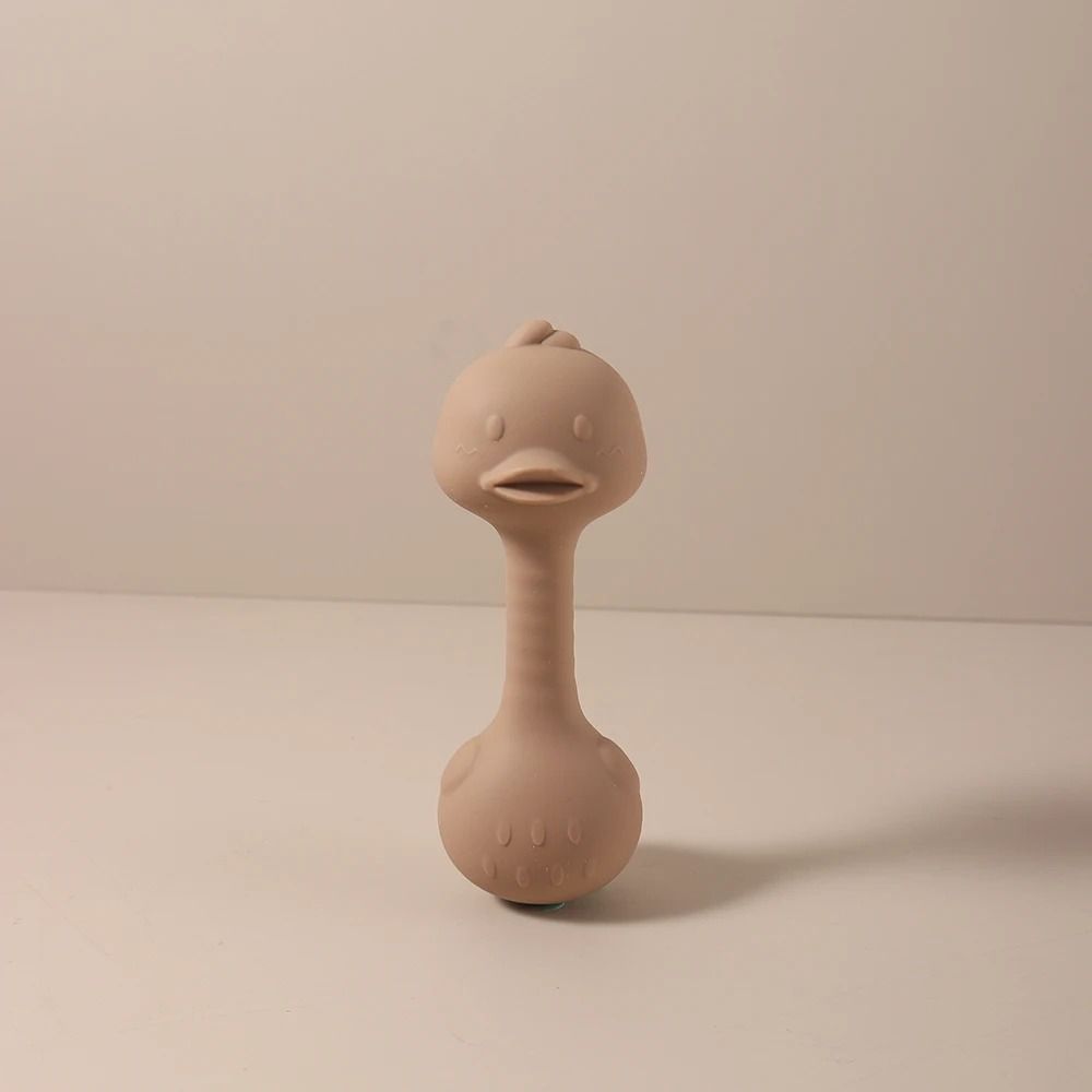 Ergonomic Silicone Duck Handheld Rattle – BPA-Free Teething Shaker & Molar Toy