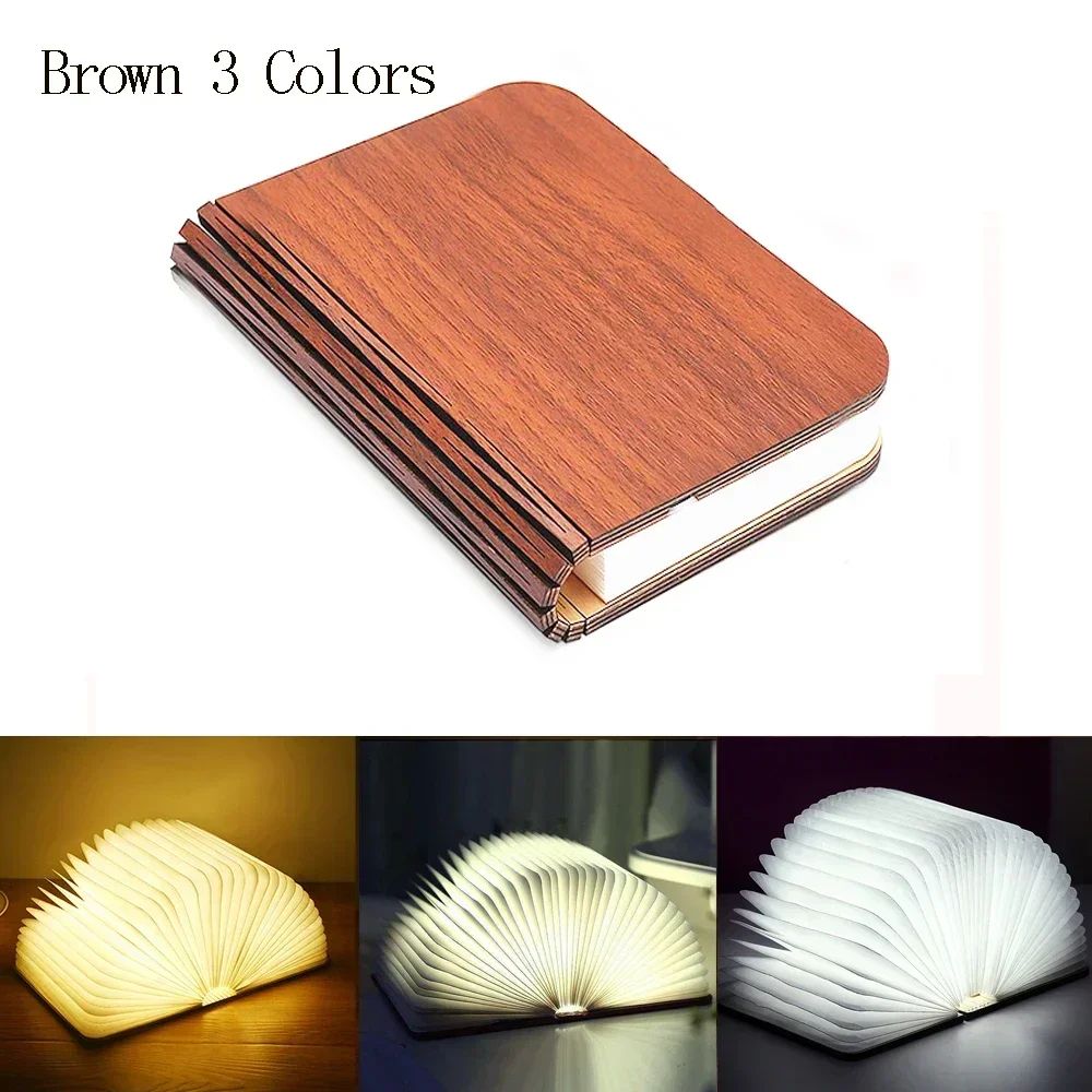 Wooden Folding LED Book Light RGB Night Lamp