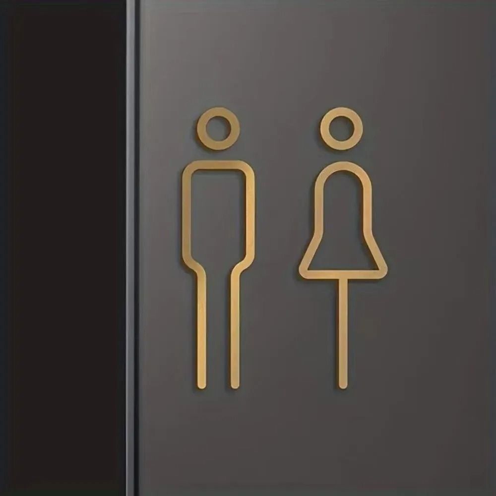 Architectural Brass Toilet Signage | High-Fidelity Male & Female Door Labels with Professional Gold Finish