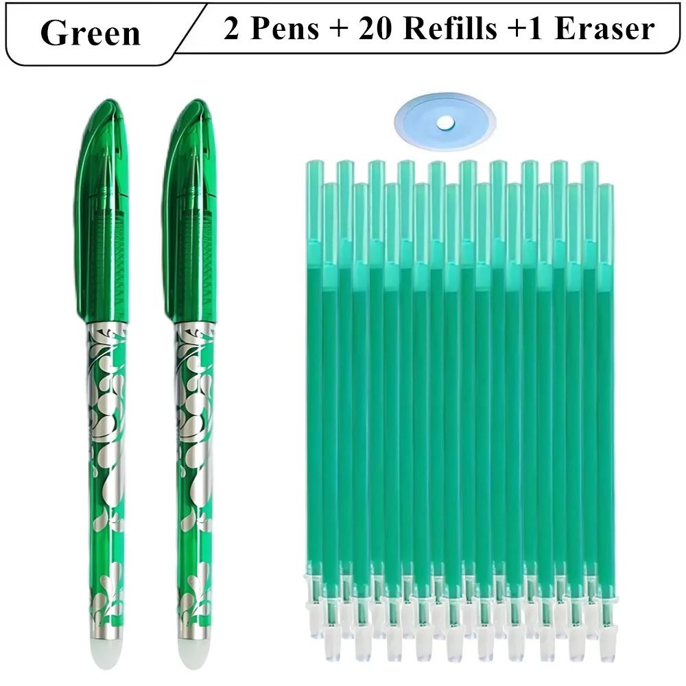 PrecisionWrite 0.5mm Erasable Gel Pens Set with 20 Refills & Eraser – Smooth Writing Refillable Stationery Kit