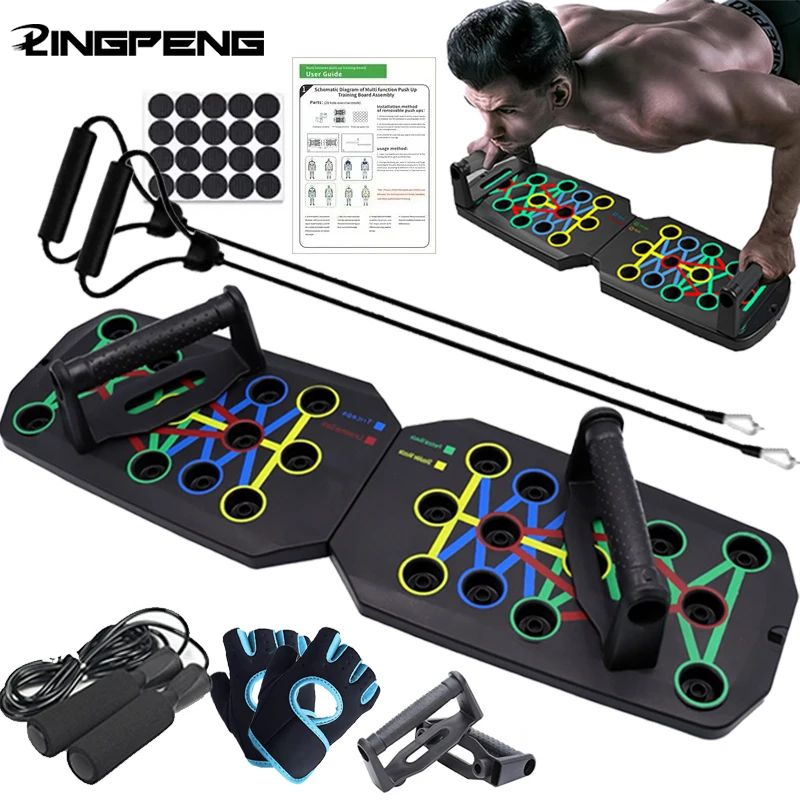 Foldable Color-Coded Push-Up Board with Handles for Home Workouts and Upper Body Training