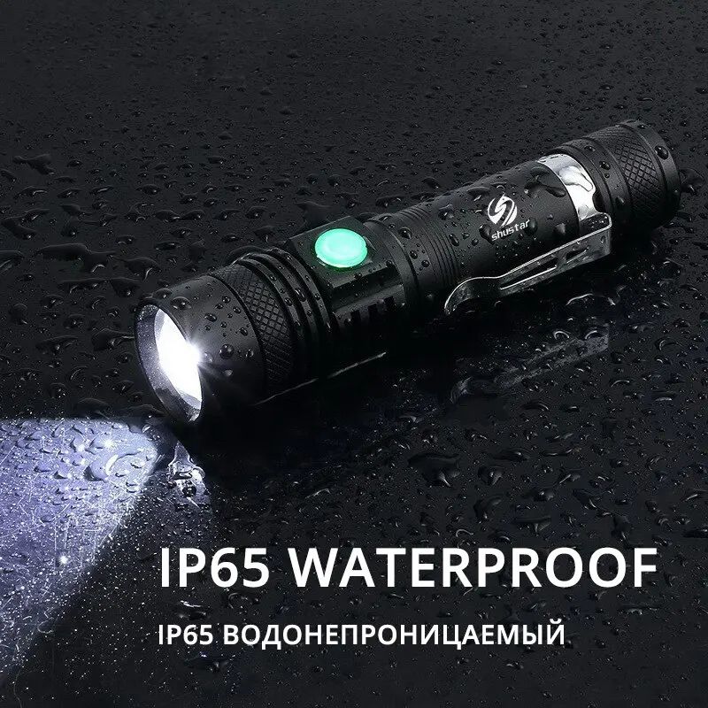 High-Power Zoomable LED Flashlight with USB Rechargeable Battery and 4 Lighting Modes