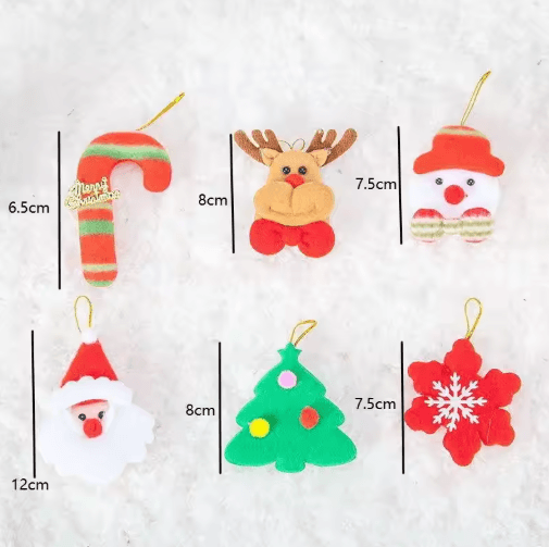 6-Piece Felt Christmas Tree Ornament Set – Cute Snowman & Star Holiday Decorations