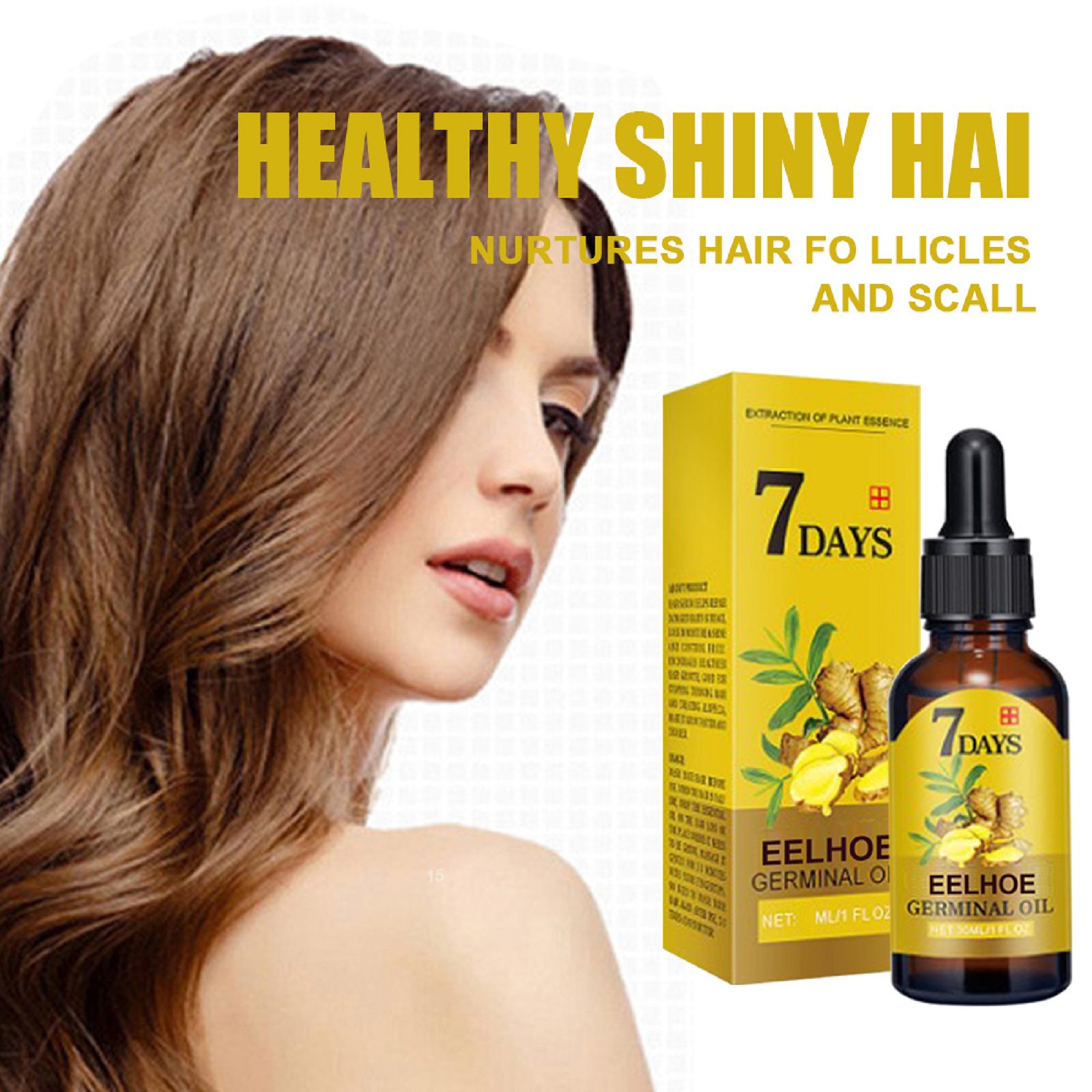 Ginger Hair Care Essence, Liquid Prevent Hair Loss, Nourish Hair Follicles & Strengthen Roots for Healthier Hair