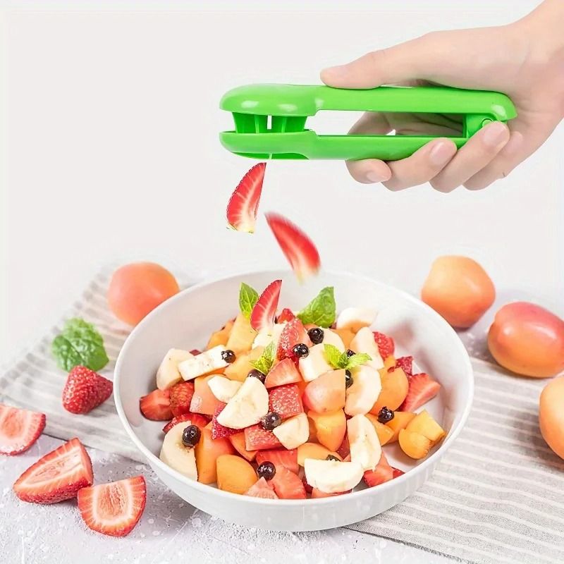 Safe Manual Fruit Slicer Berry and Grape Cutter Kid Friendly Kitchen Tool