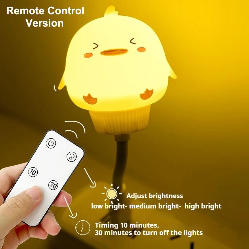 Cute Cartoon Bear & Kitten USB LED Night Light – Voice & Remote Control Kids Bedside Lamp