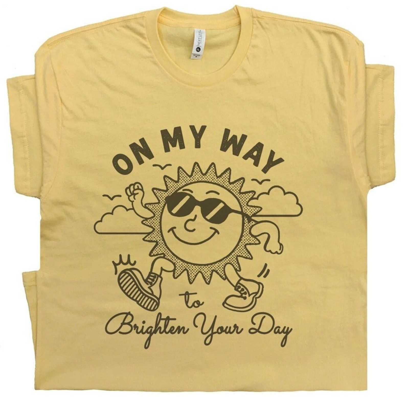 Vintage Sunshine Shirt On My Way To Brighten Your Day Funny T Shirt Cute Graphic Shirts for Women Men Cool Vibe Shirt