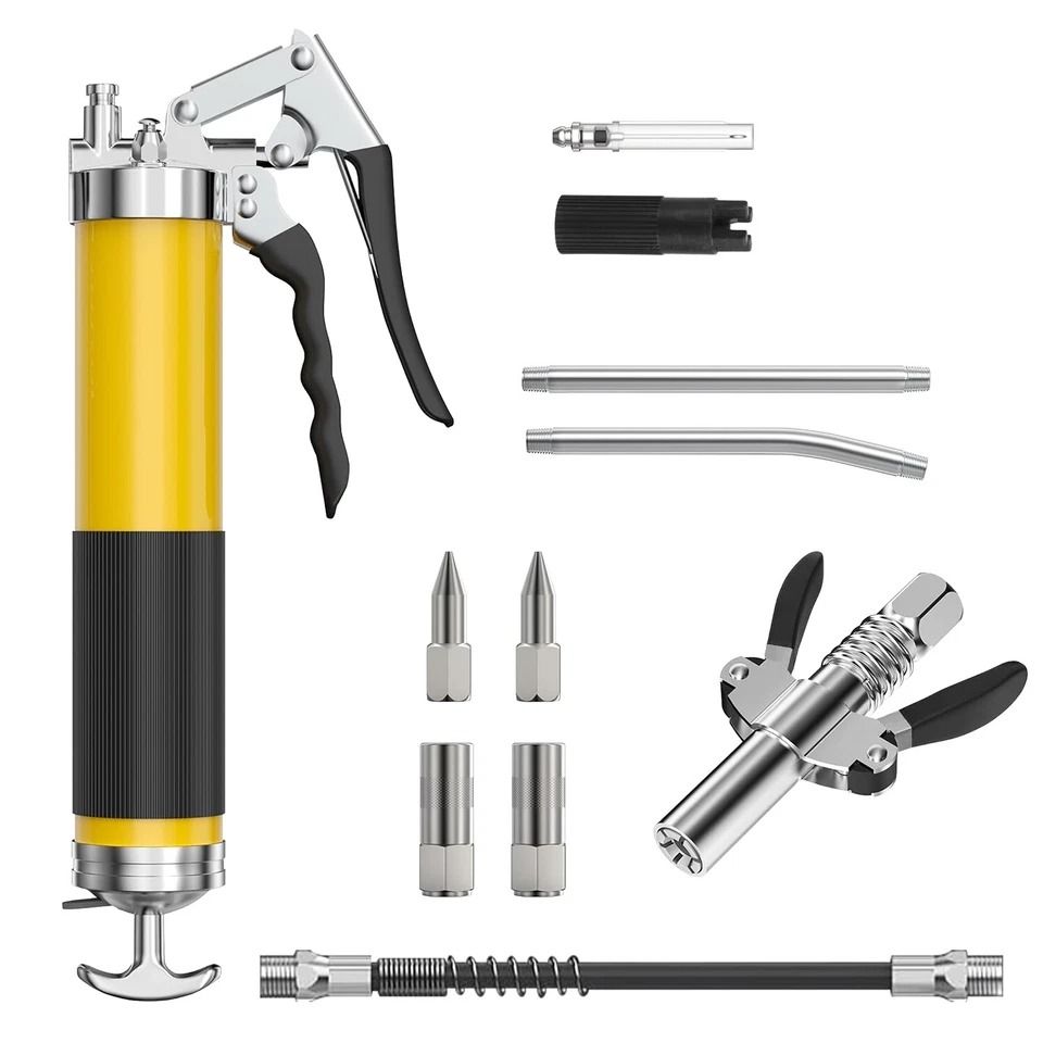 High Pressure Grease Gun Kit, Capacity, Pistol Grip, Flexible Hose, Jaw Couplers