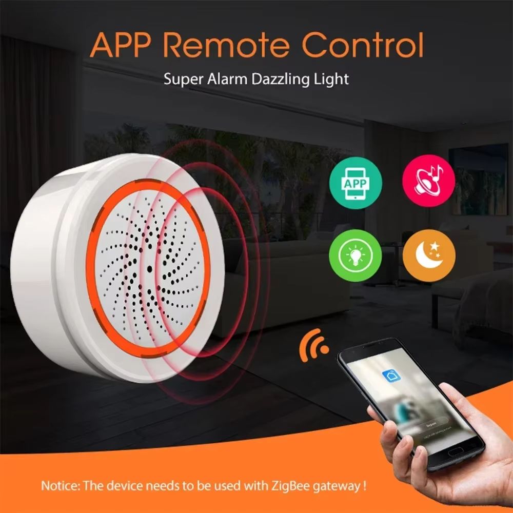Tuya Zigbee Smart Siren Alarm With 90dB Sound and Light Alert