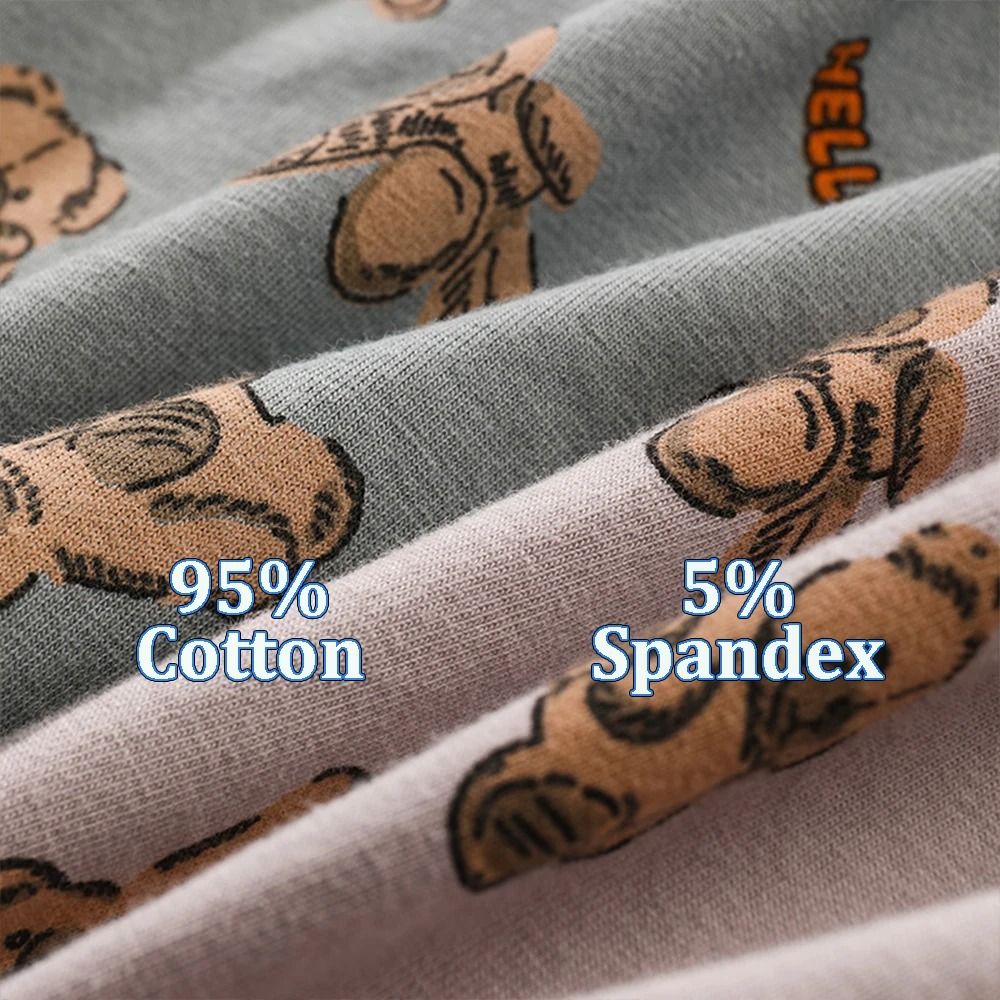 Womens Cotton Bear Print Panties Three Pack for Autumn and Winter Comfort