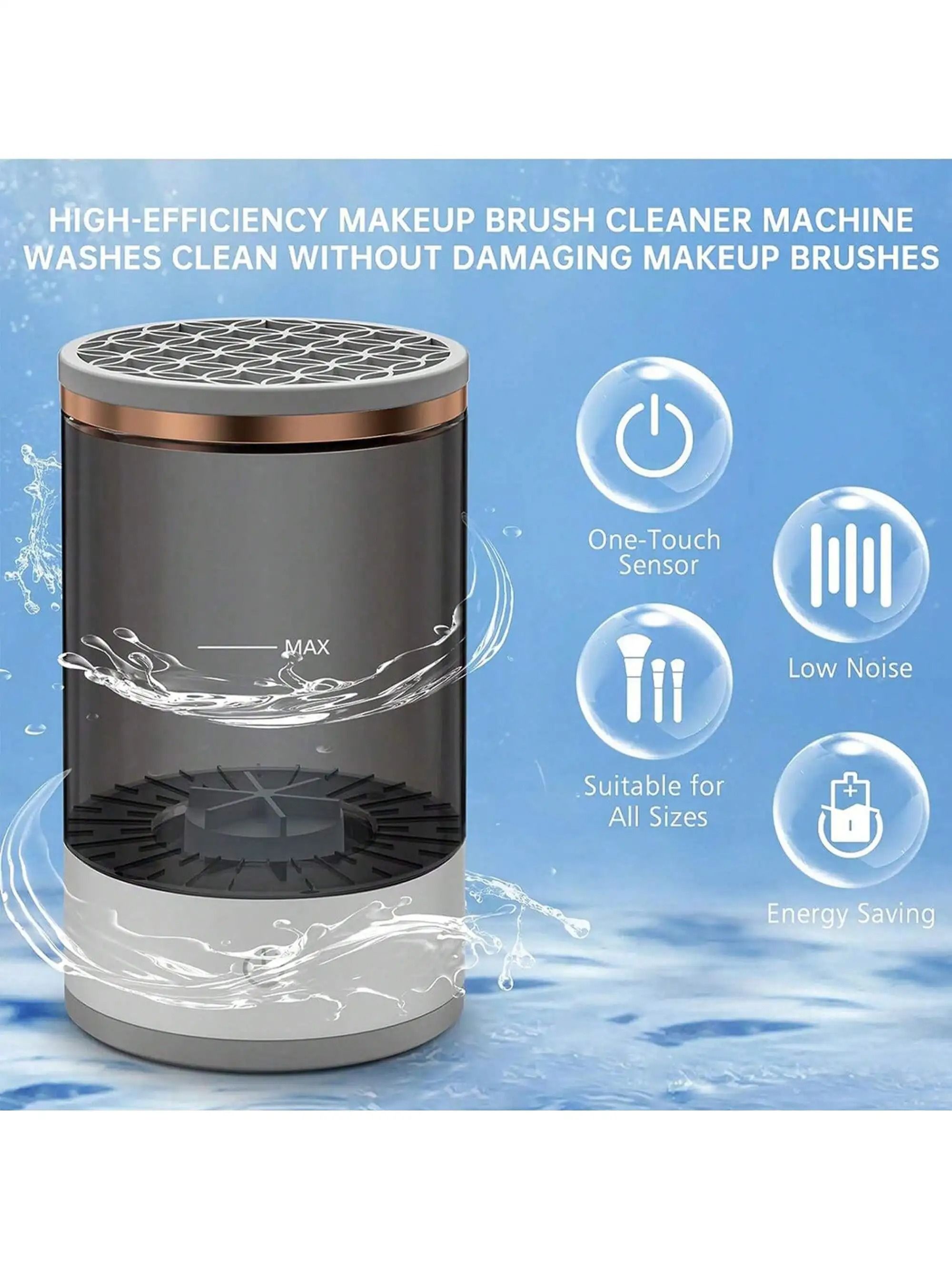 Automatic Electric Makeup Brush Cleaner – Rapid High-Speed Rotation Hub – Professional Beauty Tool Sanitizer