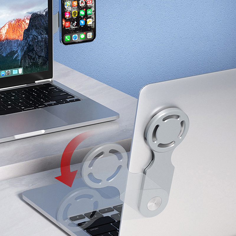 MagSafe Laptop Phone Mount with Foldable Monitor Side Holder