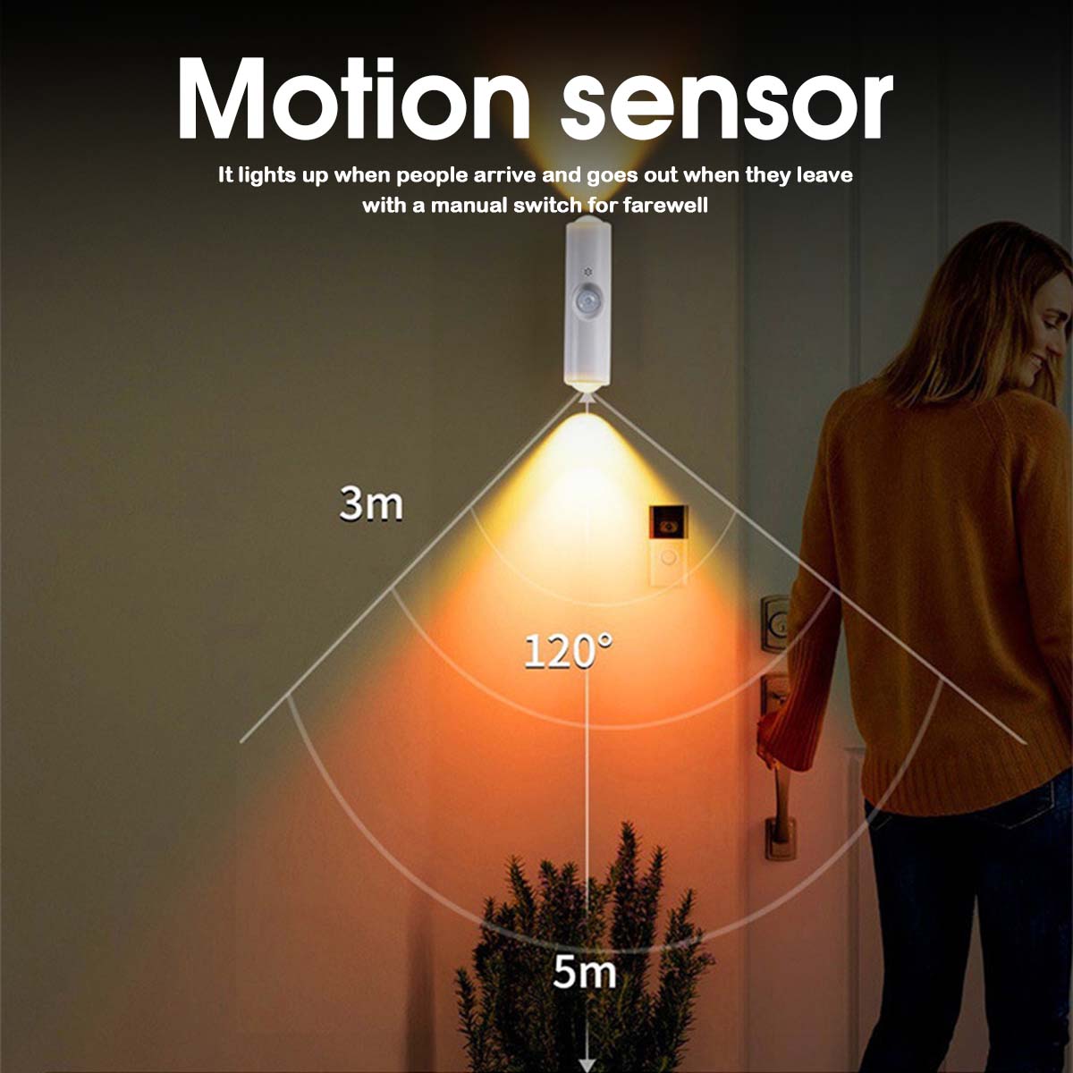Wall Lamp Punch-Free Bedside Bedroom Night Light, LED Spotlight with Induction Magnetic Charging, Small Hill Soft Light