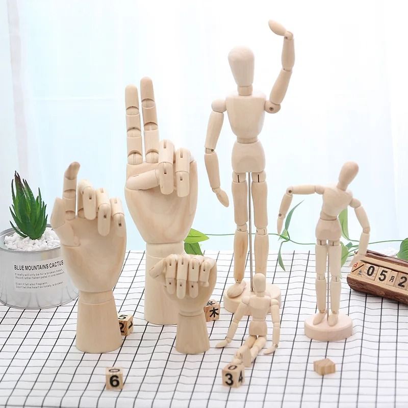Artists Wooden Drawing Mannequin | Posable Human Figurine for Anatomy Study & Minimalist Home Decor