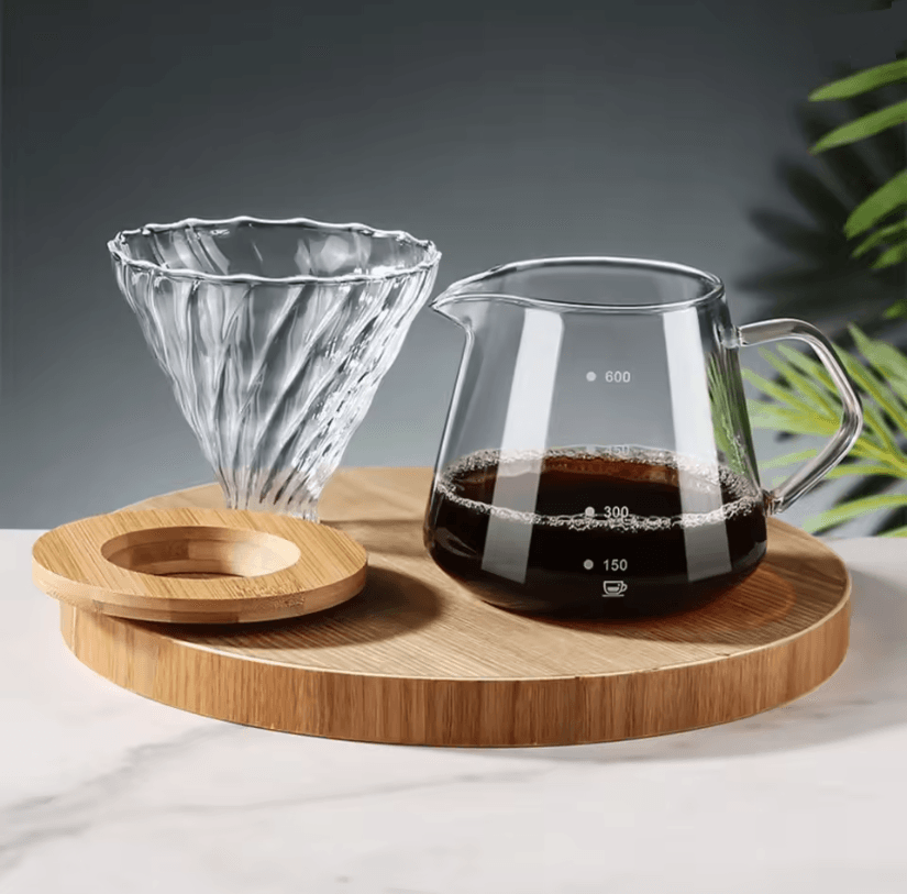 Glass Pour Over Coffee Maker Set with Reusable Filter and Carafe