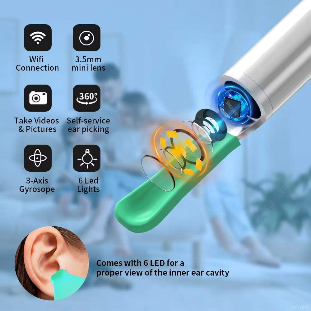 Wireless Ear Cleaner with Camera – USB-C Rechargeable Otoscope Earwax Removal Tool
