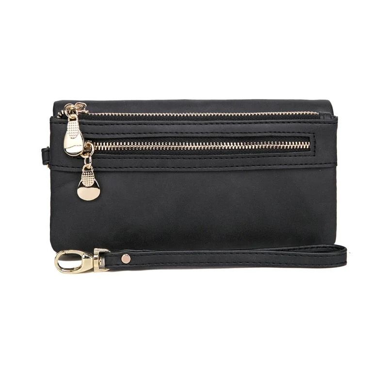 Large Capacity Womens Leather Wallet with Double Zipper