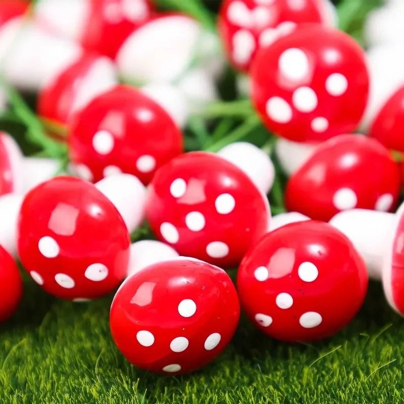 Miniature Red Foam Mushroom Garden Decor