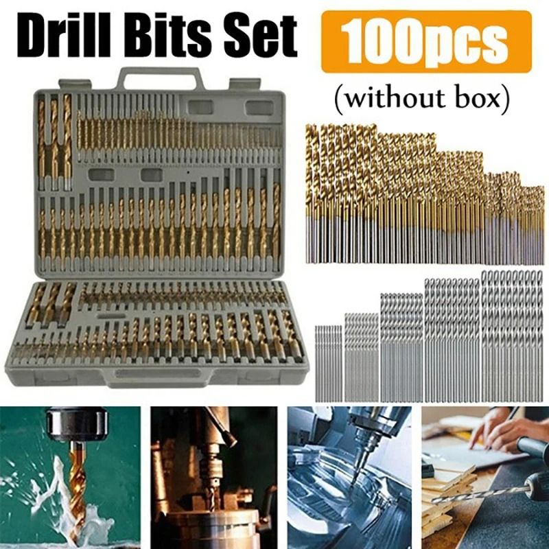 Titanium Coated HSS Drill Bit Set 100 Piece Precision Kit