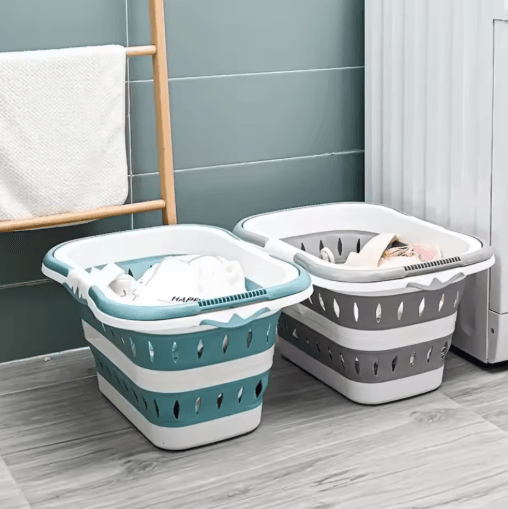 Collapsible Oval Laundry Basket with Handles Space Saving Washing Tub