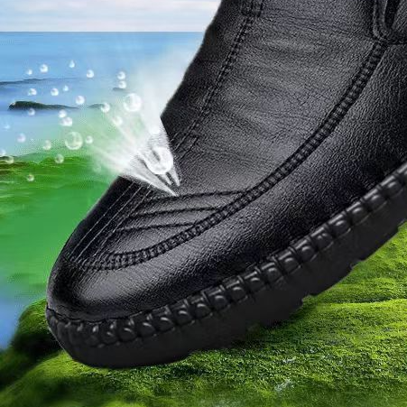 Non Slip Walking Flats, Mens Leather Loafers, Breathable Outdoor Slip on Casual Shoes for Male, Work Office Driving