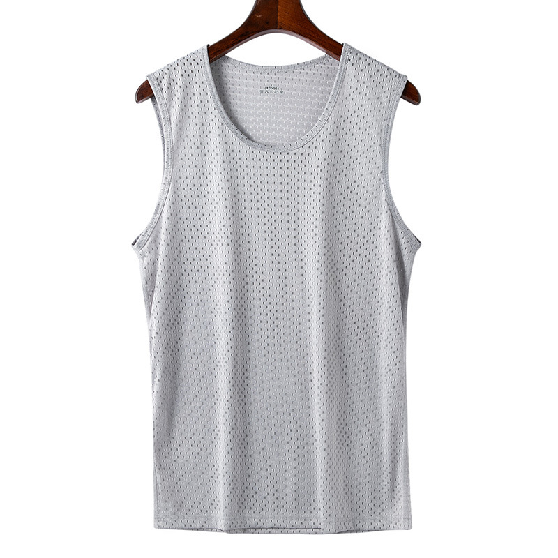 Breathable Men Ice Silk Tank Tops, Gym Fitness Vest, Quick-drying Mesh Underwear Sleeveless Bodybuilding Singlet