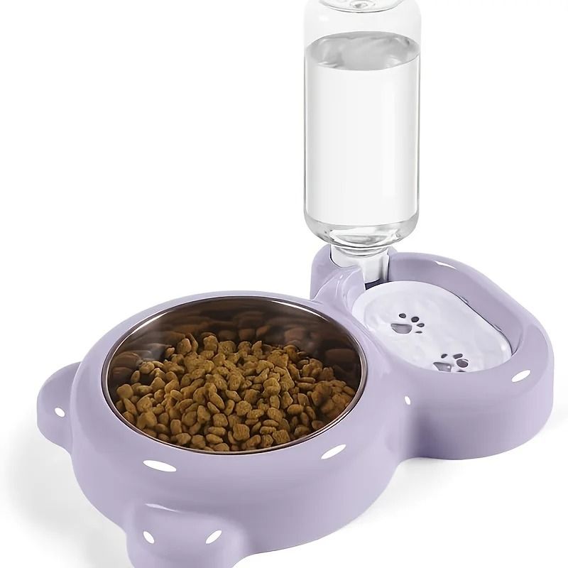 Double Cat Bowl Set with Automatic Water Dispenser
