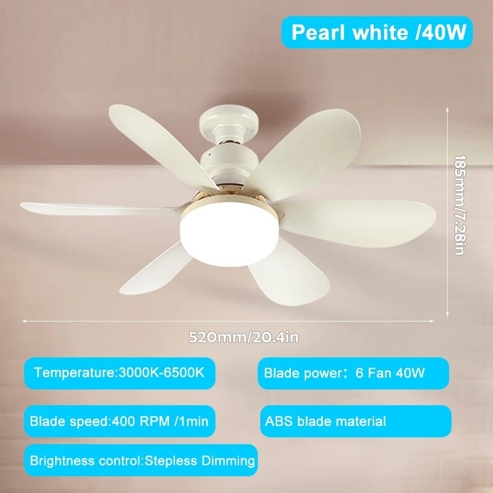 E27 Ceiling Fan Light with Remote Control and Adjustable LED Modes