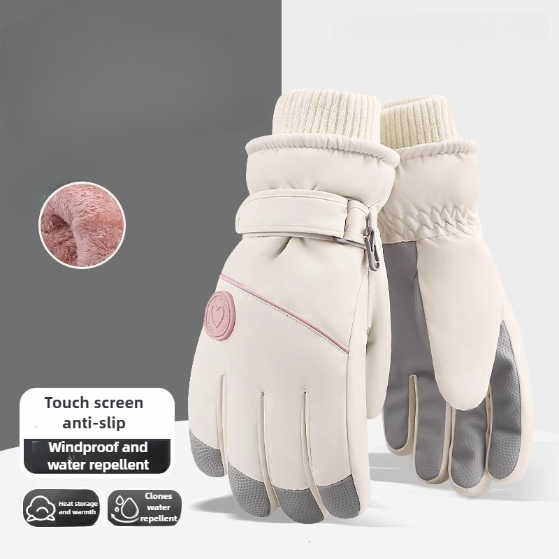 Fashion Winter Skiing Gloves, Thick Warm Cold Resistant Touchscreen, Electric Bike Riding Fleece Lined Gloves
