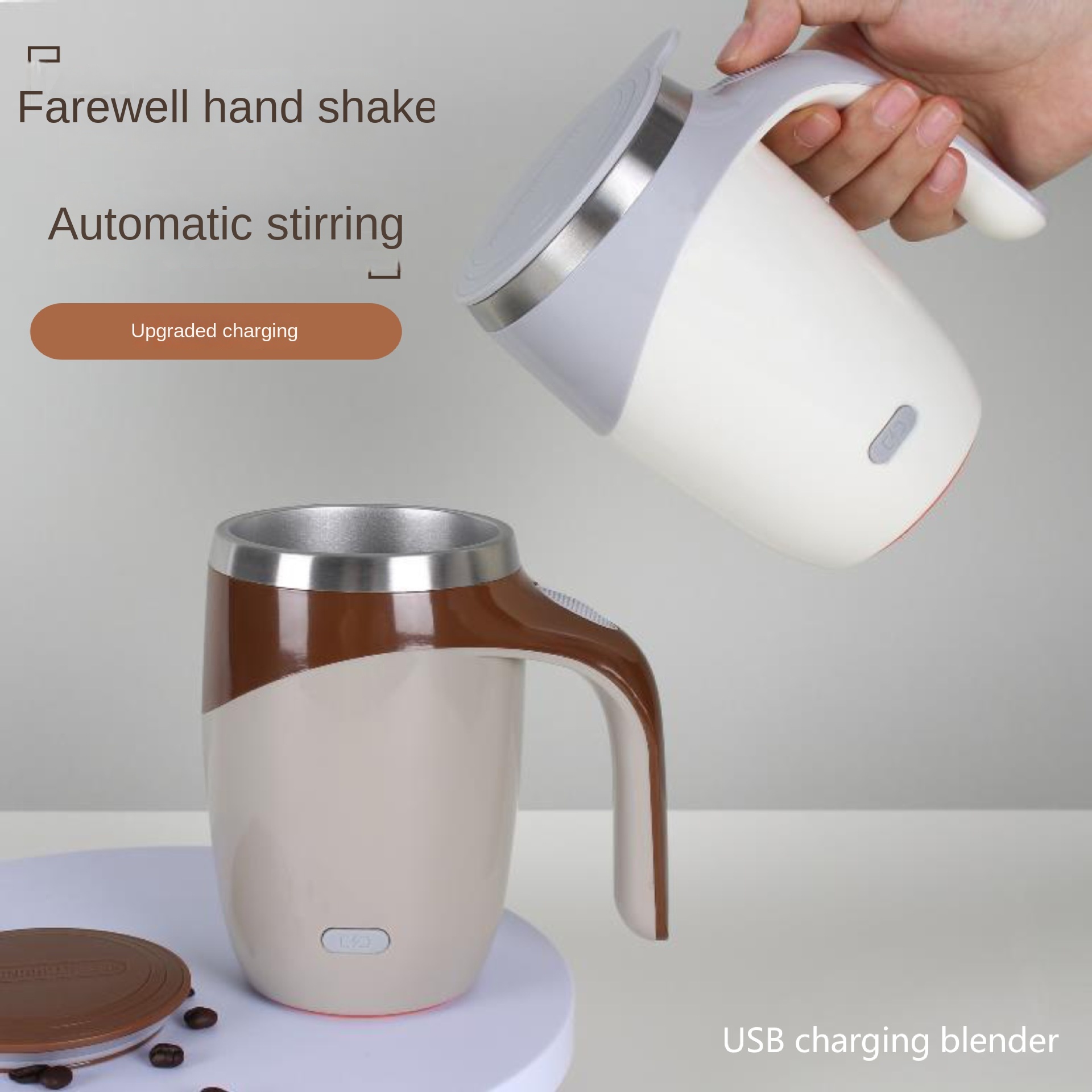 Automatic Self Stirring Mug, Stainless Steel Coffee Mixing Cup, Portable USB Electric Blender, Smart Mixer Thermal Cup