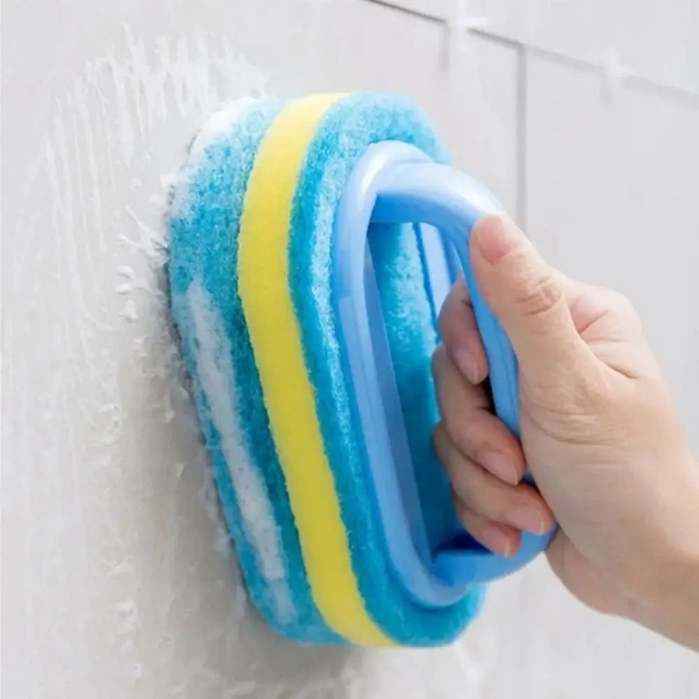 Thickened Cleaning Brush with Handle Kitchen and Bathroom Sponge Scrubber